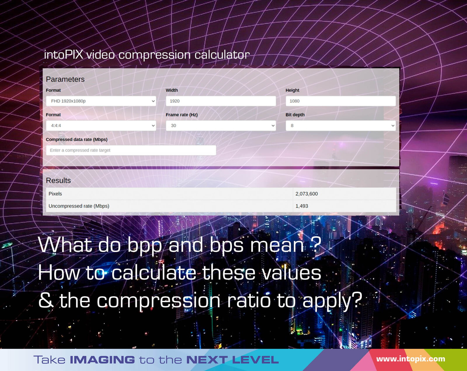 Understand the concept of bpp and Mbps to define your compressed data